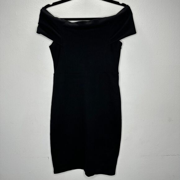Zara Sexy Black Off-Shoulder Bandeau Style bodycon Dress Stretchy Medium - Picture 2 of 14